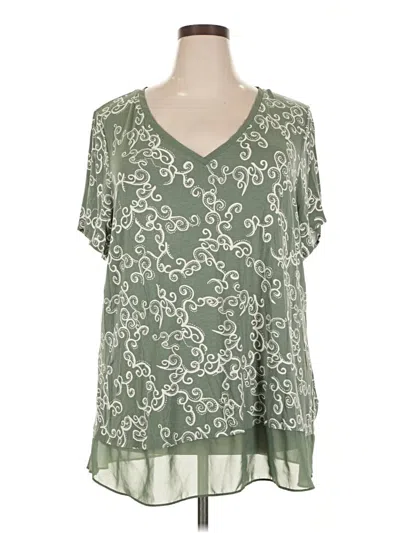 Pre-owned Jm Collection Short Sleeve Blouse In Green