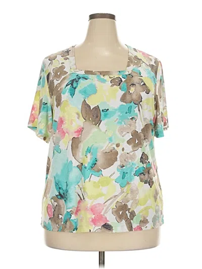 Pre-owned Jm Collection Short Sleeve Blouse In Green