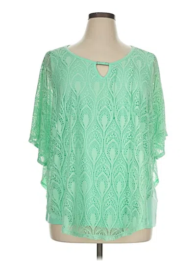 Pre-owned Jm Collection Short Sleeve Blouse In Green