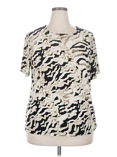 Pre-owned Jm Collection Short Sleeve Blouse In Ivory