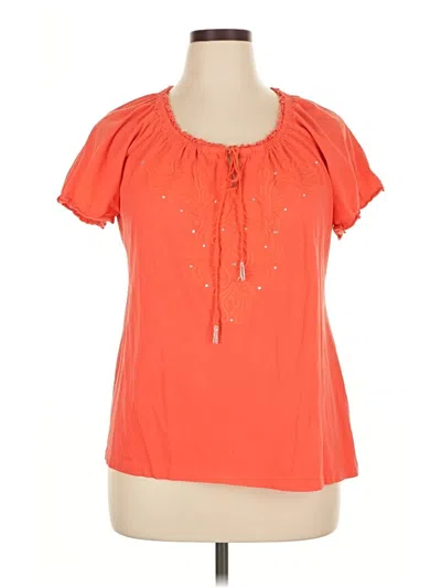 Pre-owned Jm Collection Short Sleeve Blouse In Orange