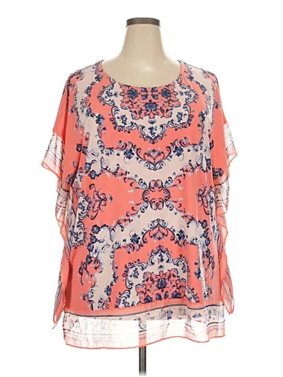 Pre-owned Jm Collection Short Sleeve Blouse In Orange