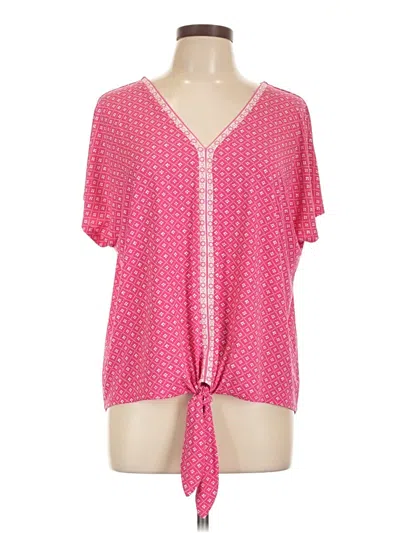 Pre-owned Jm Collection Short Sleeve Blouse In Pink
