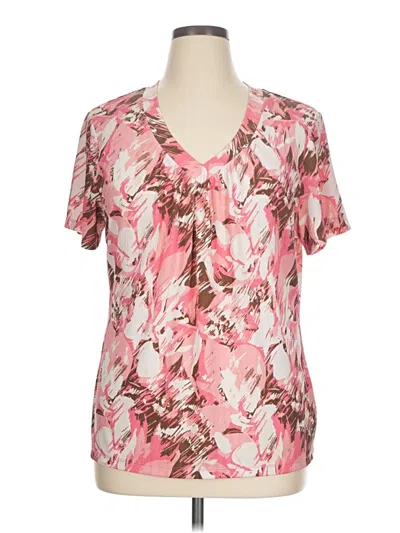 Pre-owned Jm Collection Short Sleeve Blouse In Pink