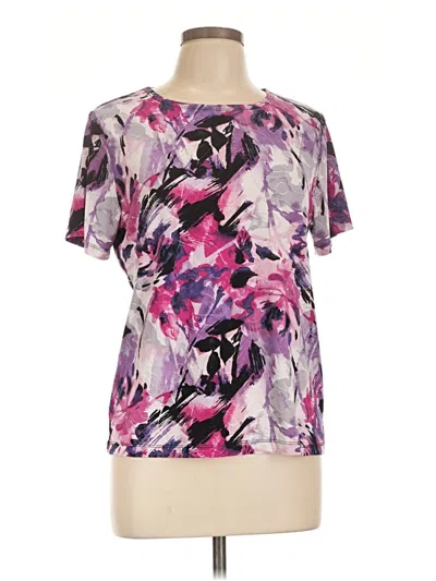 Pre-owned Jm Collection Short Sleeve Blouse In Purple