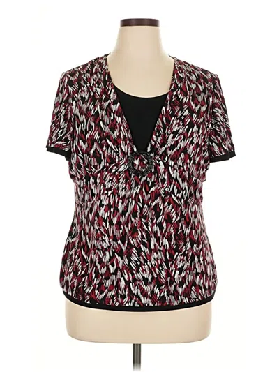 Pre-owned Jm Collection Short Sleeve Blouse In Red