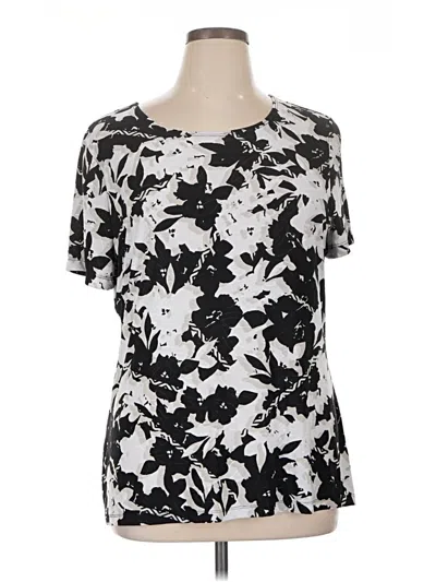 Pre-owned Jm Collection Short Sleeve Blouse In Silver