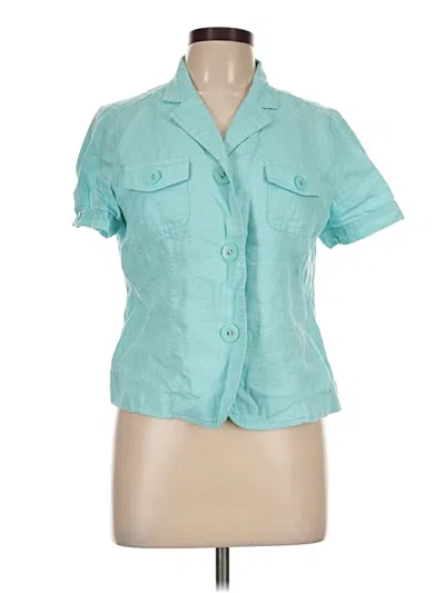 Pre-owned Jm Collection Short Sleeve Blouse In Teal