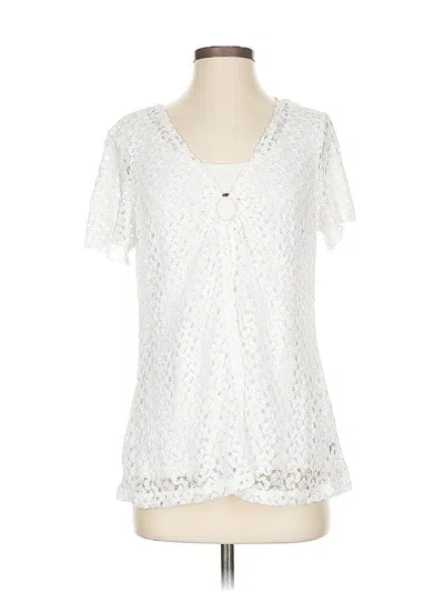 Pre-owned Jm Collection Short Sleeve Blouse In White