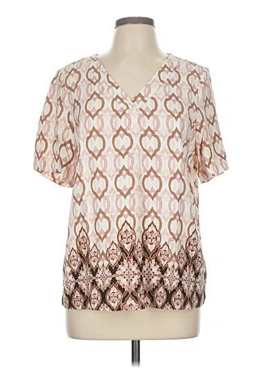 Pre-owned Jm Collection Short Sleeve Blouse In White