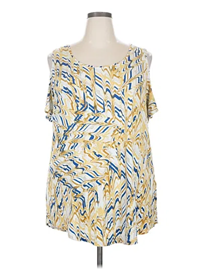 Pre-owned Jm Collection Short Sleeve Blouse In Yellow