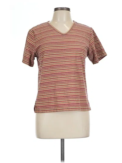Pre-owned Jm Collection Short Sleeve Top Brown V-neck Tops