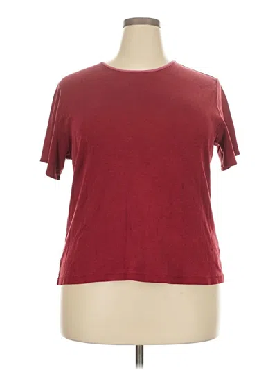 Pre-owned Jm Collection Short Sleeve Top Burgundy Crew Neck Tops
