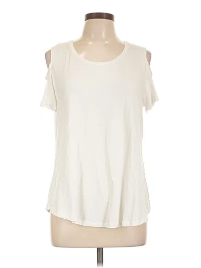 Pre-owned Jm Collection Short Sleeve Top Ivory Cold Shoulder Neckline Tops In White