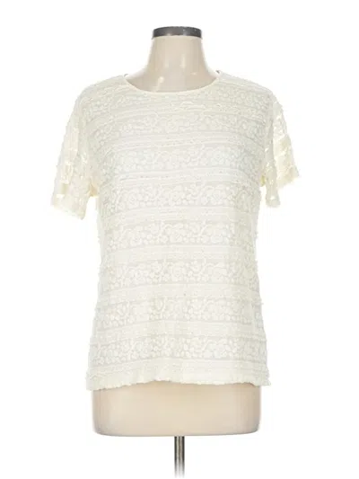 Pre-owned Jm Collection Short Sleeve Top Ivory Crew Neck Tops In White