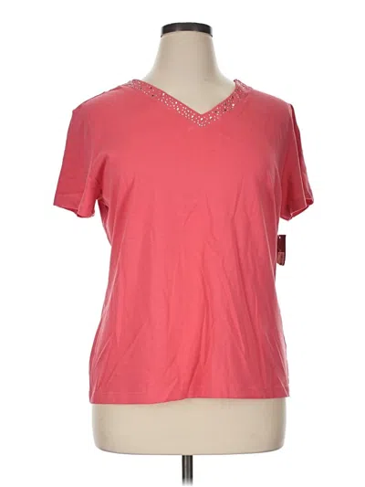 Pre-owned Jm Collection Short Sleeve Top Pink V-neck Tops