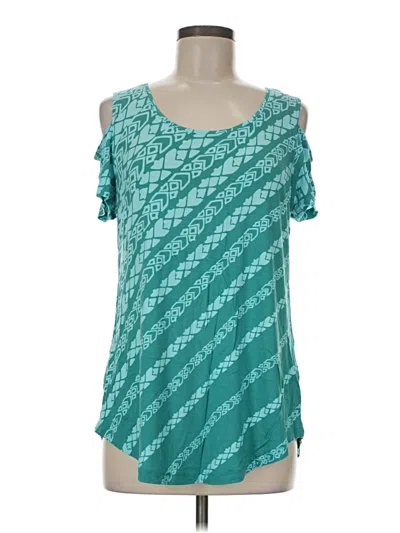 Pre-owned Jm Collection Short Sleeve Top Teal Cold Shoulder Neckline Tops