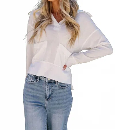 Jm Collection Simone Long Sleeve Top In Off White