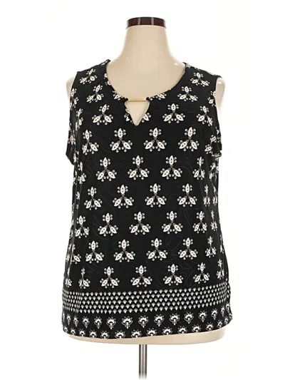 Pre-owned Jm Collection Sleeveless Top Black Keyhole Neckline Tops