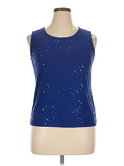 Pre-owned Jm Collection Sleeveless Top Blue Halter Neckline Tops