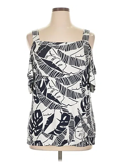 Pre-owned Jm Collection Sleeveless Top Ivory Cold Shoulder Neckline Tops
