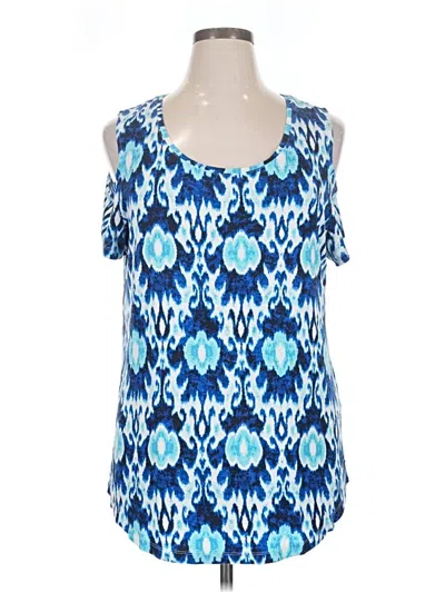 Pre-owned Jm Collection Tank Top Blue Cold Shoulder Neckline Tops