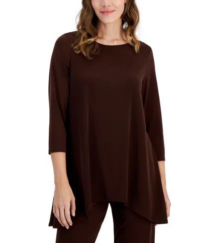 Jm Collection Women's 3/4-sleeve Knit Top, Regular & Petite, Created For Macy's In Firewood