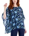 JM COLLECTION WOMEN'S 3/4 SLEEVE PRINTED PONCHO TOP, CREATED FOR MACY'S