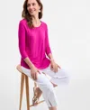 Jm Collection Women's 3/4-sleeve Scoop Neck Top, Created For Macy's In Pink