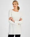 Jm Collection Petite Lace-applique Fashion Sweater, Created For Macy's In Neo Natural