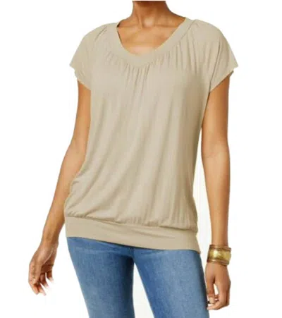 Jm Collection Women's Blouson T-shirt In Sand In Beige