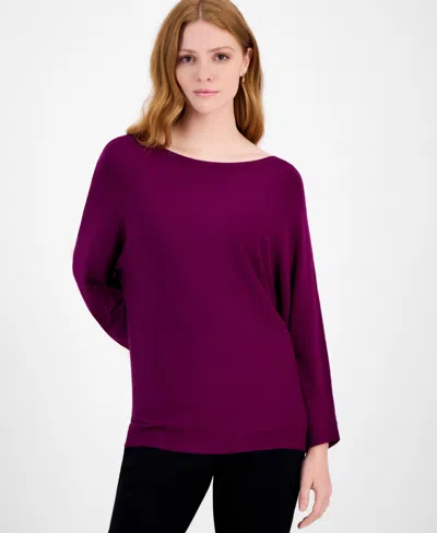 Jm Collection Women's Boat-neck Dolman-sleeve Sweater, Macy's Exclusive In Animal Print