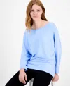 Jm Collection Women's Boat-neck Dolman-sleeve Sweater, Macy's Exclusive In Blue