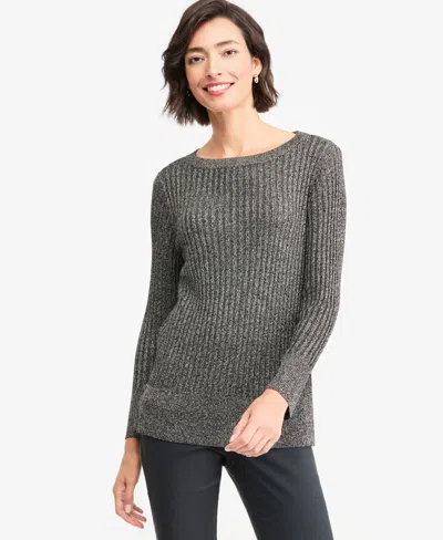 Jm Collection Women's Boat Neck Long-sleeve Lurex Sweater, Macy's Exclusive In Gray