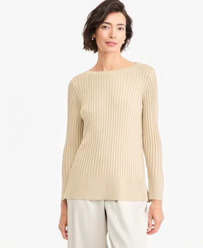 Jm Collection Women's Boat Neck Long-sleeve Lurex Sweater, Macy's Exclusive In Neutral