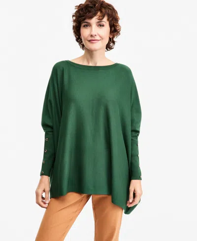 Jm Collection Women's Boatneck Poncho Sweater, Macy's Exclusive In Green