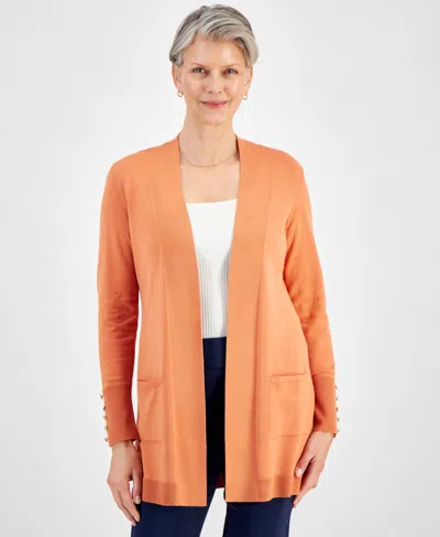 Jm Collection Women's Button-sleeve Flyaway Cardigan, Created For Macy's In Citrus Sachet
