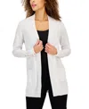 Jm Collection Women's Button-sleeve Flyaway Cardigan, Exclusively At Macy's In Bright White