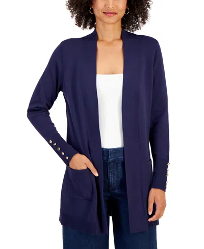 JM COLLECTION WOMEN'S BUTTON-SLEEVE FLYAWAY CARDIGAN SWEATER