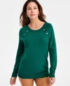Jm Collection Women's Button-trim Sweater, Macy's Exclusive In Green