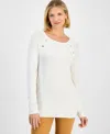 Jm Collection Women's Button-trim Sweater, Macy's Exclusive In White