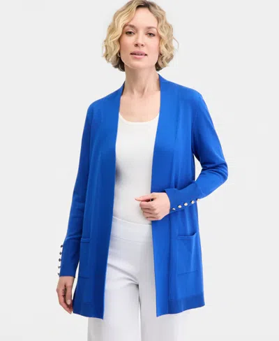 Jm Collection Women's Button-sleeve Flyaway Cardigan Sweater In Blue