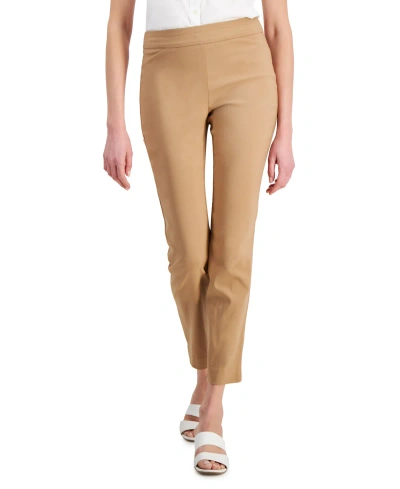 Jm Collection Petite Cambridge Stretch Slim-leg Pants, Created For Macy's In Burnt Toffee