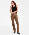 Jm Collection Women's Cheetah Tummy-control Rivet Pants, Macy's Exclusive In Brown
