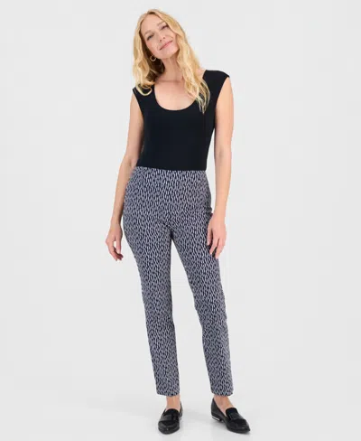 Jm Collection Women's Cheetah Tummy-control Rivet Pants, Macy's Exclusive In Intrepid Blue Dashes