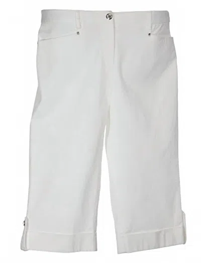JM COLLECTION WOMEN'S COMFORT WAIST EMBELLISHED SKIMMER CAPRI PANTS IN BRIGHT WHITE