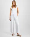 Jm Collection Women's Cotton Tulip-hem Gauze Pants, Exclusively At Macy's In White