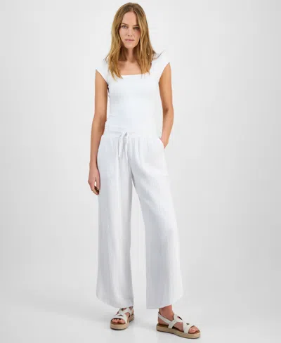 Jm Collection Women's Cotton Tulip-hem Gauze Pants, Exclusively At Macy's