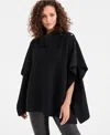 Jm Collection Women's Cowl-neck Button-detail Poncho, Macy's Exclusive In Black