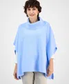 Jm Collection Women's Cowl-neck Button-detail Poncho, Macy's Exclusive In Blue